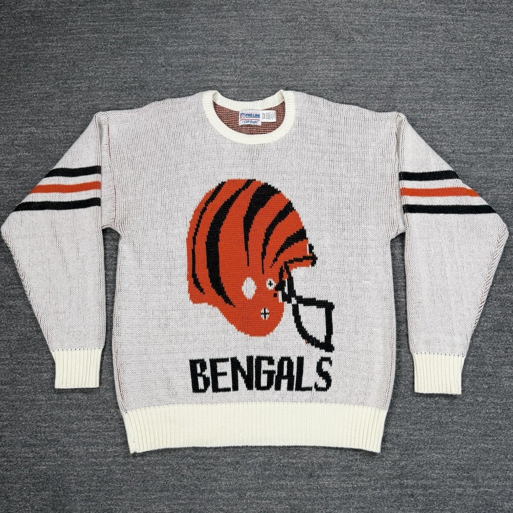 Cliff Engle Vintage NFL Bengals Sweater Men XL Cincinnati Ohio Helmet Tiger USA